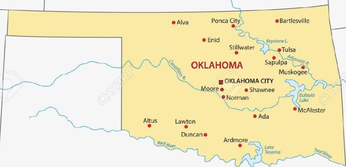 Mapa de Oklahoma con ciudades principales